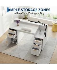 gaomon Computer Desk Hutch Printer Stand Ripple Storage Space Saving