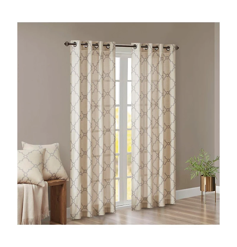 Avobird Fretwork Print Grommet Top Window Curtain Panel Only 1 Piece Panel