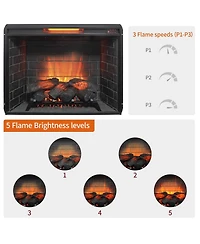 Streamdale Furniture 33" Infrared Electric Fireplace Insert with Removable Trim and Touch Panel