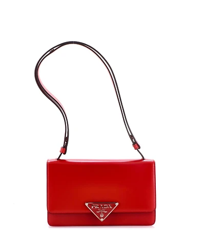 Pre-Owned Prada Medium Embleme Triangle Logo Flap Bag Spazzolato Leather