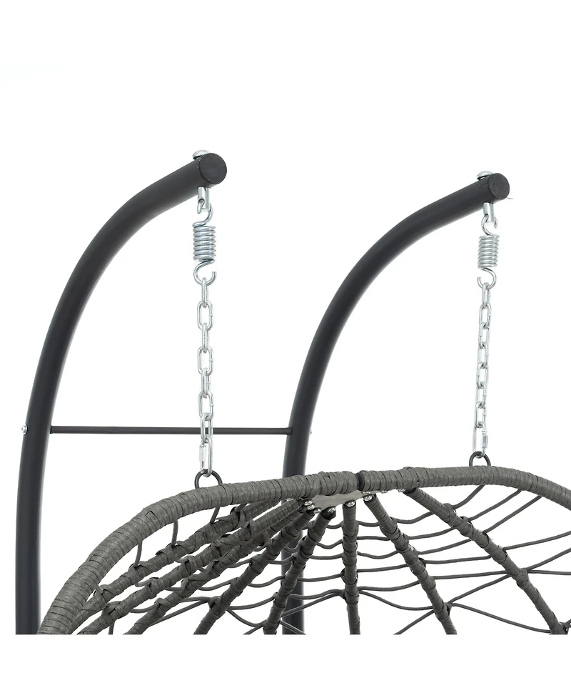 Yiortwo 2 Person Outdoor Hanging Lounge Chair with Stand and Cushions