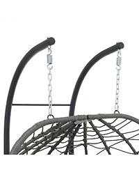 Yiortwo 2 Person Outdoor Hanging Lounge Chair with Stand and Cushions