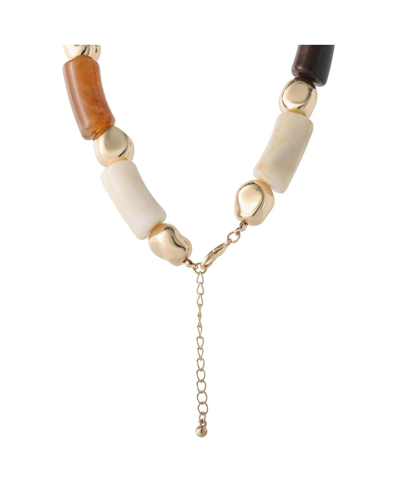 Jessica Simpson Women's Thick Beaded Necklace, 18 Inch + 2 Inch Extender, Gold-Tone Plated Fashion Jewelry