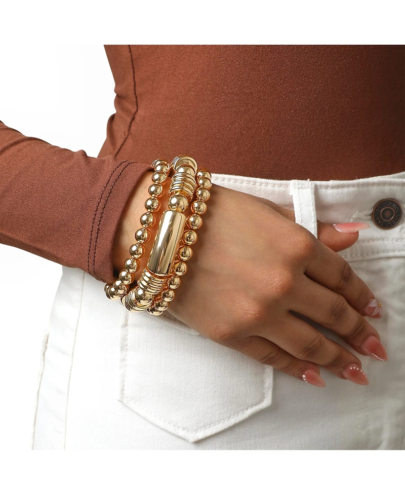 Jessica Simpson Women's 3-Piece Bracelet Set, Gold-Tone Plated Fashion Jewelry Multipack