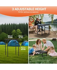 Piscifun Small Folding Camping Table Adjustable Height Portable Aluminum Lightweight Outdoor Picnic Bbq With Carry Handle