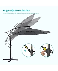 Sonkuki 10feet Patio Offset Umbrella Outdoor Hanging Umbrellas with Steel Frame and Angle Adjustment