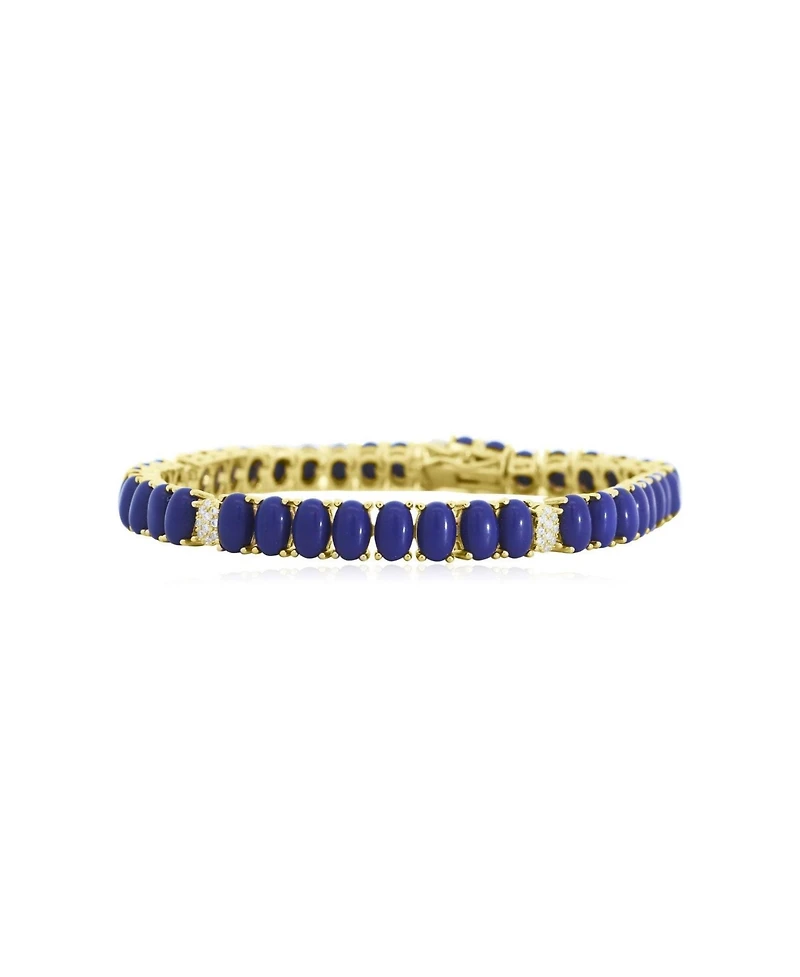 The Lovery Oval Lapis Cz Tennis Bracelet 14K Gold-Plated Sterling Silver