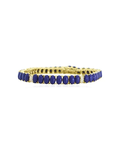 The Lovery Oval Lapis Cz Tennis Bracelet 14K Gold-Plated Sterling Silver
