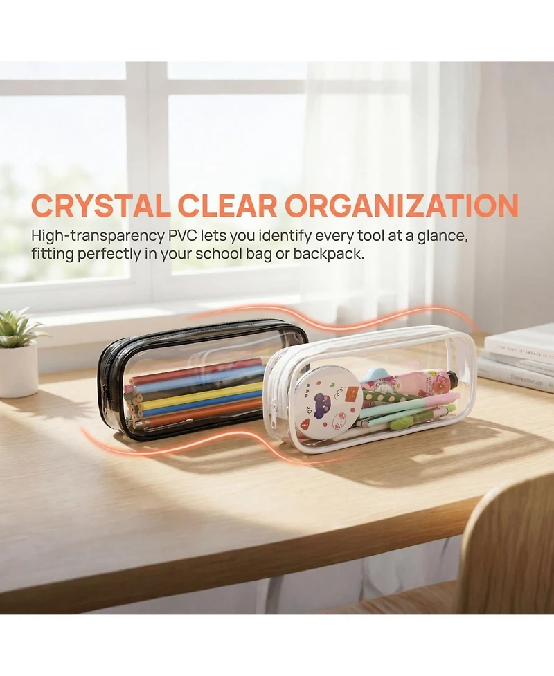 Danrong Clear Pvc Pencil Case Makeup Pouch Travel Toiletry Bag With Zipper Big Capacity Stationery Storage Organizer 10 Pack