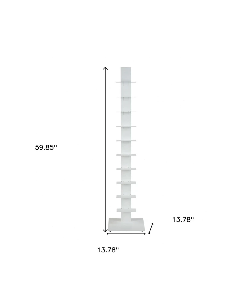 HomeRoots 60" Metal Ten Shelf Modern Tower Bookcase