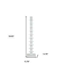 HomeRoots 60" Metal Ten Shelf Modern Tower Bookcase