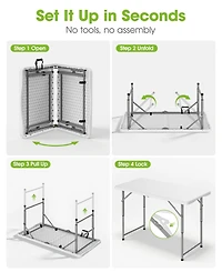Piscifun Folding Table Reinforced Portable Quick Setup Indoor Outdoor Safety Lock