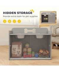 Ruie Elevated Dog Bowls Raised Stand with Hidden Storage and Slow Feeder
