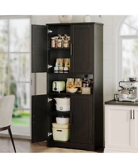 homfan 70" Tall Kitchen Pantry Cabinet with Doors and Adjustable Shelves Freestanding Storage Hutch for Kitchen, Living Room and Laundry
