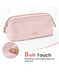Danrong Large Pencil Case Soft Quilted Bag Wide Opening Multi Compartment School Supplies Storage Organizer Portable Durable Zipper