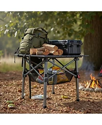 Piscifun Folding Camping Table Portable Outdoor Picnic Lightweight Square Camp Cup Holders Food Basket Travel Bag