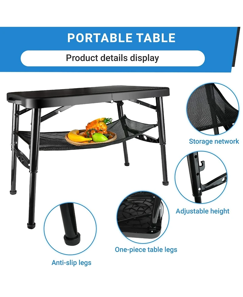 Piscifun Portable Folding Table Stool Set Lightweight Collapsible Camping Picnic Beach Fishing Outdoor Mesh Storage