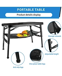 Piscifun Portable Folding Table Stool Set Lightweight Collapsible Camping Picnic Beach Fishing Outdoor Mesh Storage