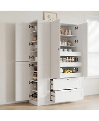 Streamdale Furniture 73.6" Farmhouse Kitchen Pantry Cabinet with 8 Shelves, 2 Drawers and 4 Doors