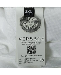 Pre-Owned Versace Men's Floral Embroidered Collar Pique Polo T-Shirt
