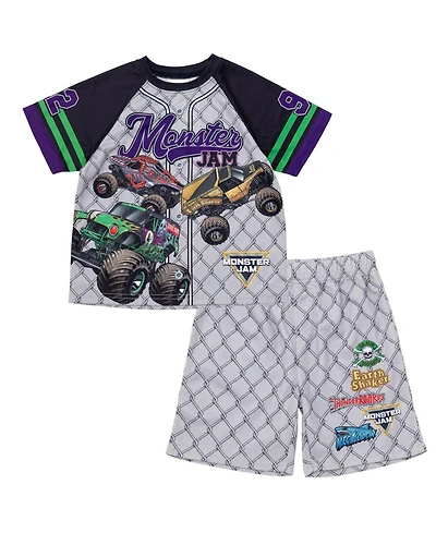 Monster Jam Boys' 5-12 Athletic 2-Piece Baseball Jersey and Shorts Set