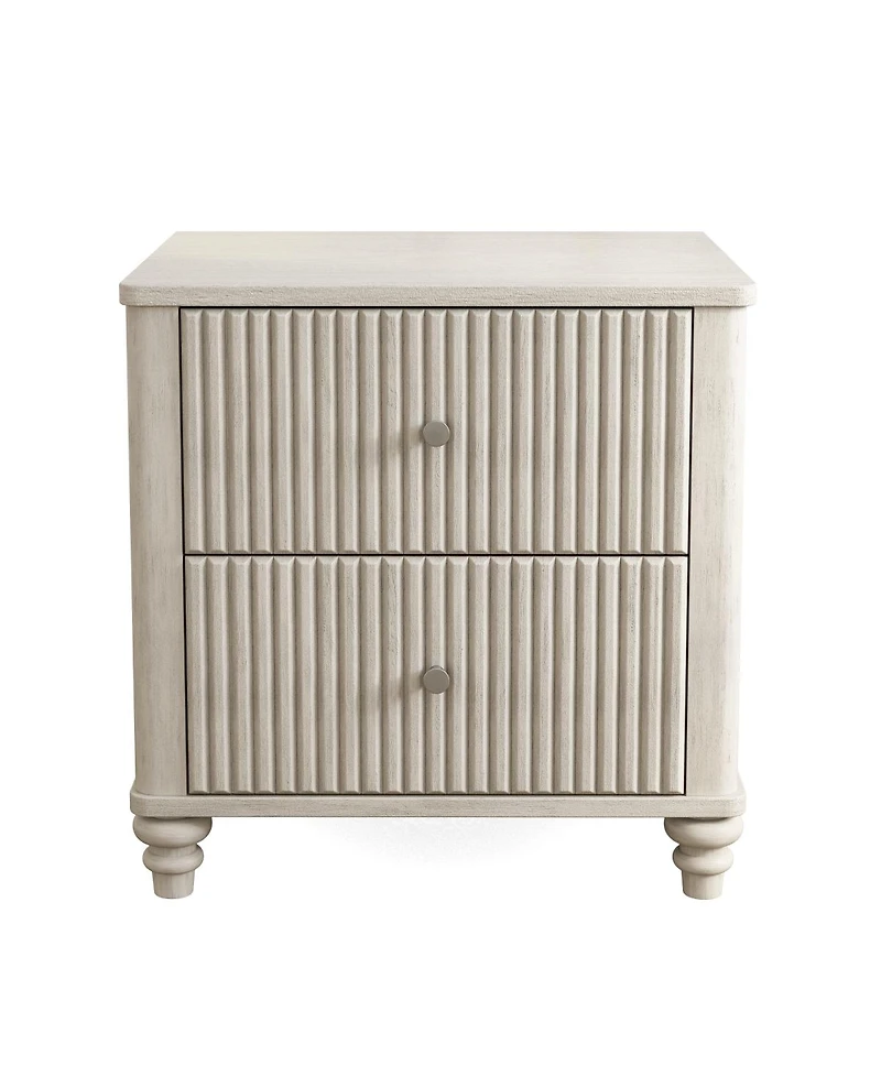 Streamdale Furniture Fluted 3-Drawer Mid-Century Modern Nightstand, 21.65" Wide