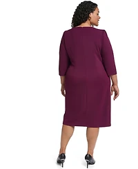 Jessica Howard Plus Long-Sleeve Boat Neck Sheath Dress