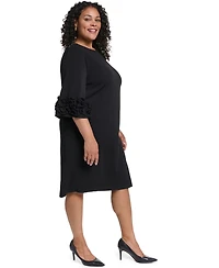 Jessica Howard Plus Ruffle Sleeve Jewel Neck Dress