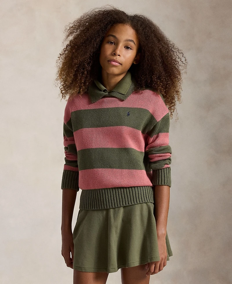 Polo Ralph Lauren Girls' 7-16 Striped Long-Sleeve Sweater