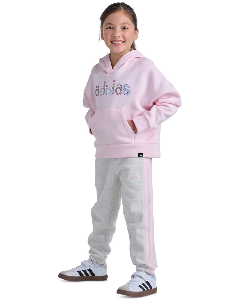 adidas Girls' 2T-6X Long-Sleeve Hoodie and Jogger Pants, 2-Piece Set