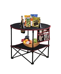 Piscifun Camping Table Folding Picnic Cup Holders Collapsible Canvas Portable Outdoor Bbq Fishing