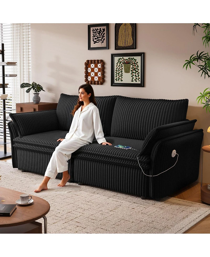 Streamdale Furniture 85-Inch Convertible Plush Sofa Bed