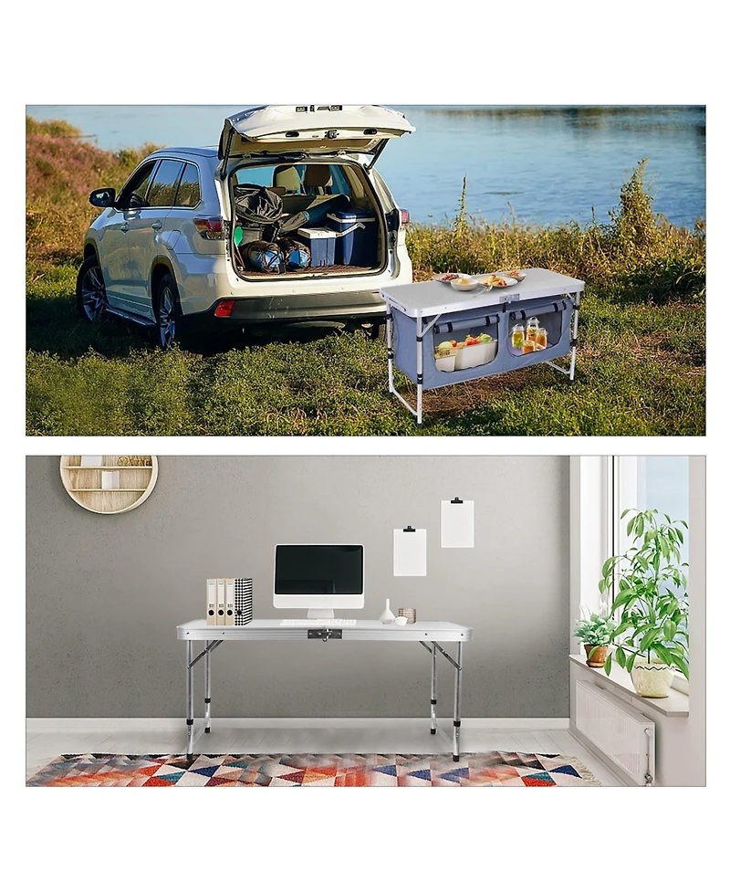 Piscifun Camping Table Folding Height Adjustable Aluminum Lightweight Portable Outdoor Indoor