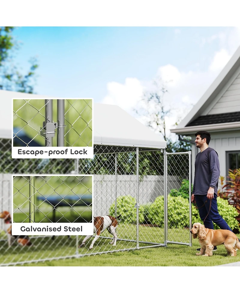 Ruie Heavy Duty Chain Link Outdoor Dog Kennel with Waterproof Roof