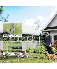 Ruie Heavy Duty Chain Link Outdoor Dog Kennel with Waterproof Roof