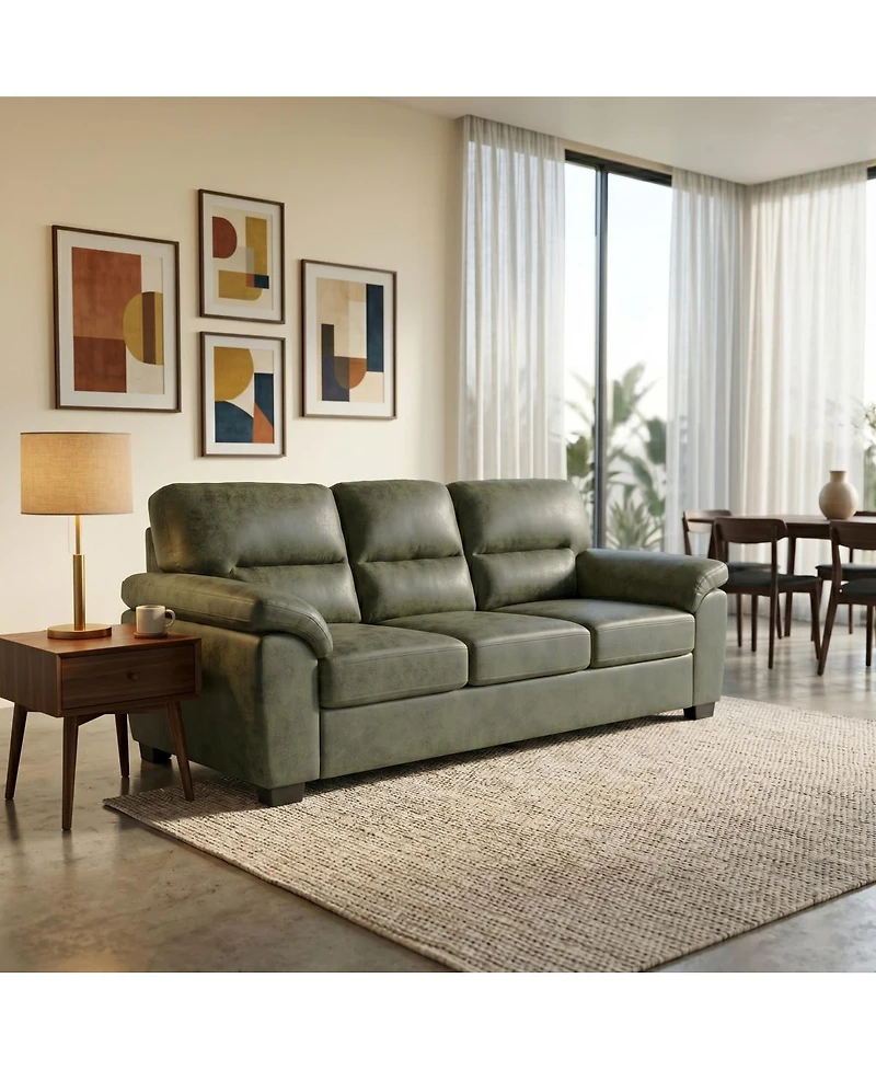 Streamdale Furniture Modern 81" Foil Fabric 3-Seater Sofa with Padded Armrests