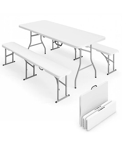 Piscifun 6feet 3 Piece Portable Folding Picnic Table Bench Set Camping Outdoor Indoor Bbq Party Event