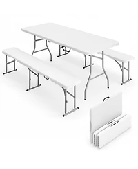 Piscifun 6feet 3 Piece Portable Folding Picnic Table Bench Set Camping Outdoor Indoor Bbq Party Event