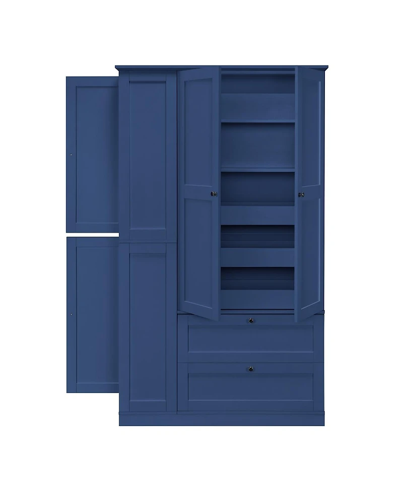 Streamdale Furniture 73.6" Farmhouse Kitchen Pantry Cabinet with 8 Shelves, 2 Drawers and 4 Doors