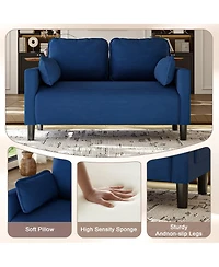 Streamdale Furniture 48" Soft Corduroy Loveseat with Side Storage Pocket and Solid Wood Frame