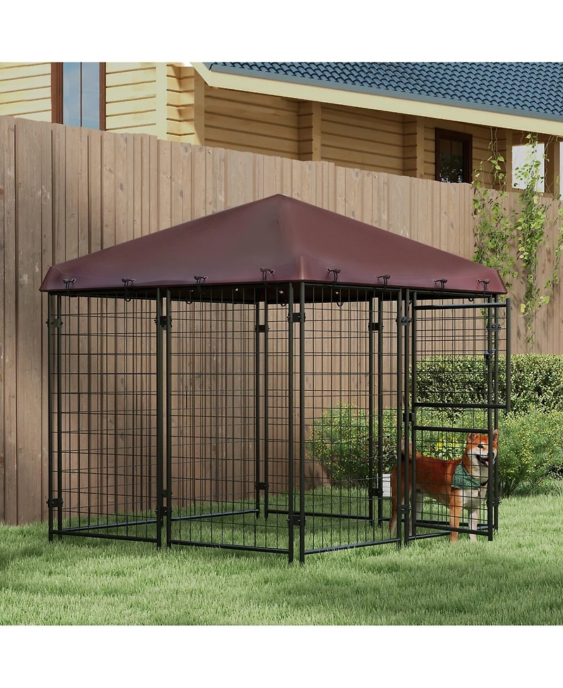 Ruie Outdoor Dog Kennel with Waterproof Canopy and Large Door