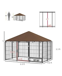 Ruie Outdoor Dog Kennel Playpen with Canopy and Rotating Bowl