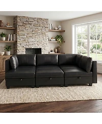 Streamdale Furniture Flexible 6-Seat Modular Pu Sofa with Storage and Sleeper Function