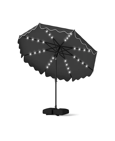 Sugift 10 Feet Patio Umbrella with Solar Led Lights and Weighted Base
