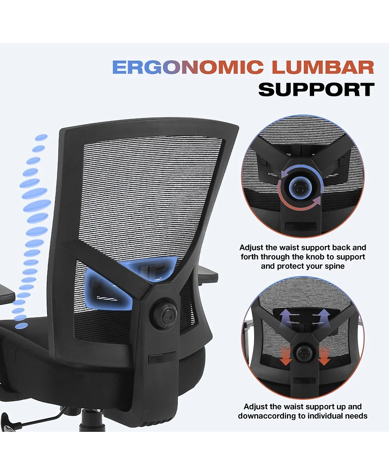 Streamdale Furniture Big and Tall 600lbs Ergonomic Mesh Office Chair with Lumbar Support