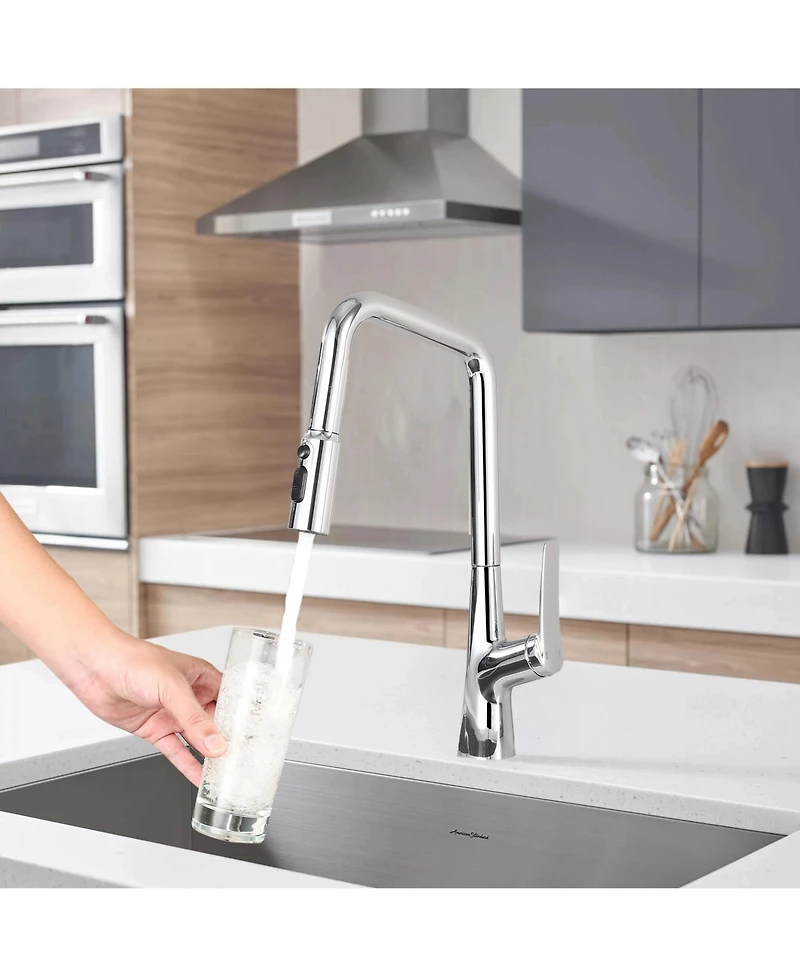 Busdays Chrome Professional Kitchen Faucet with 3 Function 360 Degree Sprayer One Touch Switch FastConnect System