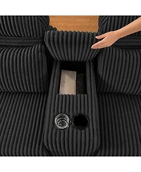 Streamdale Furniture Modern Corduroy 6-Seater U-Shaped Modular Sofa with Cup Holders