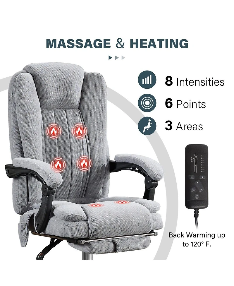 Streamdale Furniture Massage Office Chair with Heat, 6 Vibration Points, and Footrest
