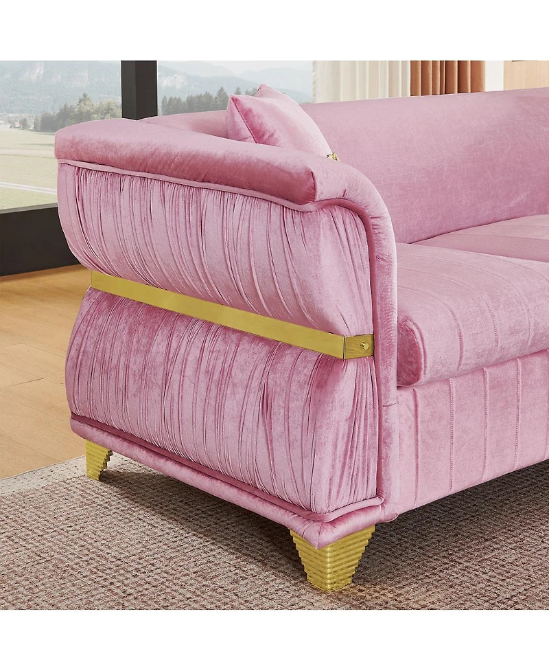 Streamdale Furniture 61.8" Modern Velvet Loveseat Sofa with 2 Pillows
