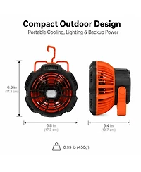 Ayamaya EcoBreeze 3-in-1 Rechargeable Camping Fan with Led Lantern, Power Bank, Remote Control and Hanging Hook, Orange